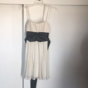White dress with black waist band